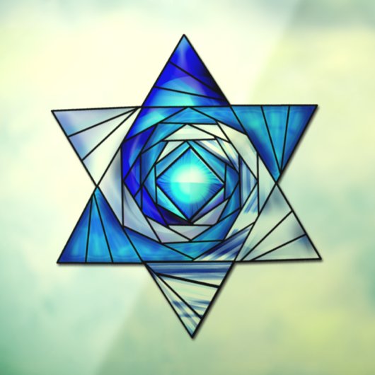 Art Deco Glas in lood Star van David Raamsticker (Vel 3)