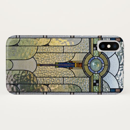 Art Deco Glas in lood Venster iPhone X hoesje (Achterkant (horizontaal))