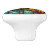 Art Deco Glas in lood Zon Maan Water Keramische Knop (Zijkant)