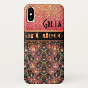 Art deco glitter look roze goud groen zwart Case-Mate iPhone case