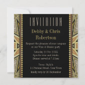 Art Deco Glitterende Gouden Uitnodigingen voor Eet (Achterkant)