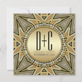 Art Deco Glitterende Gouden Uitnodigingen voor Ete
