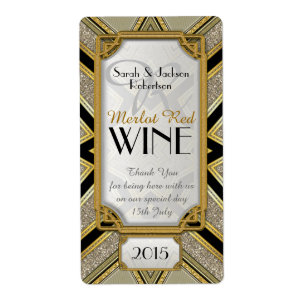 Art Deco Gold 2  stijlvolle wijnflesetiketten Etiket