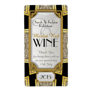 Art Deco Gold 3  stijlvolle wijnflesetiketten Etiket