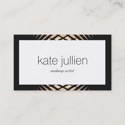 Art Deco Gold and Black Geometric Border" Visitekaartje (Voorkant)