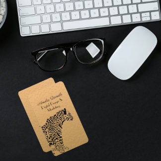 Art Deco Gold and Black Jaguar Business Card Visitekaartje