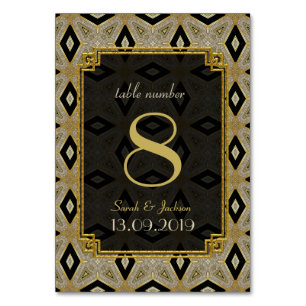 Art Deco Gold Black Diamond Weddenschappen Kaart