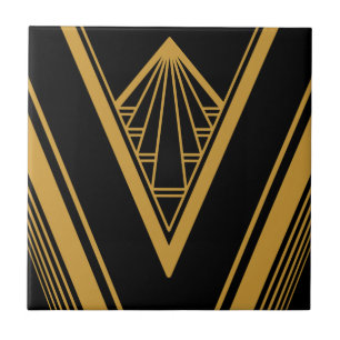 Art Deco Gold Black Elegant Geometric Crisis Tegeltje