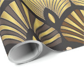 Art Deco Gold Black Fan Pattern Cadeaupapier (Rol Hoek)