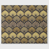 Art Deco Gold Black Fan Pattern Cadeaupapier (Vlak)