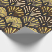 Art Deco Gold Black Fan Pattern Cadeaupapier (Hoek)