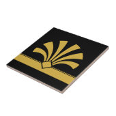 Art Deco Gold Black Geometric Flower Element 06 Tegeltje (Zijkant)