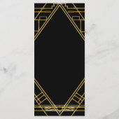 Art Deco Gold & Black Glamour Wedding Menu Kaart (Achterkant)
