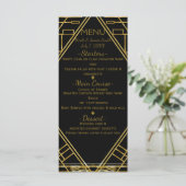 Art Deco Gold & Black Glamour Wedding Menu Kaart (Staand voorkant)
