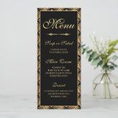 Art Deco Gold Black - Great Gatsby Wedding Menu Kaart (Staand voorkant)