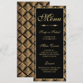 Art Deco Gold Black - Great Gatsby Wedding Menu Kaart (Voorkant / Achterkant)
