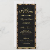 Art Deco Gold Black - Great Gatsby Wedding Menu Kaart (Voorkant)