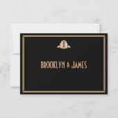 Art Deco Gold Black Great Gatsby Wedding RSVP-Kaar RSVP Kaartje (Achterkant)