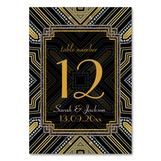 Art Deco Gold Black Guest Names Kaart (Voorkant)