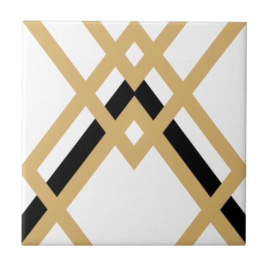 Art Deco Gold Black, naadloos geometrisch wit Tegeltje (Voorkant)