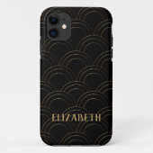 Art Deco Gold Black Name Persoonlijk Case-Mate iPhone Case (Achterkant)