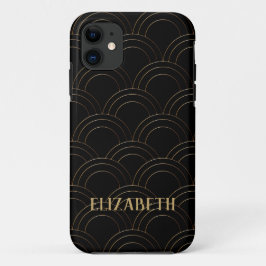 Art Deco Gold Black Name Persoonlijk Case-Mate iPhone Case