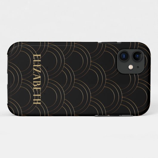 Art Deco Gold Black Name Persoonlijk Case-Mate iPhone Case (Achterkant (horizontaal))