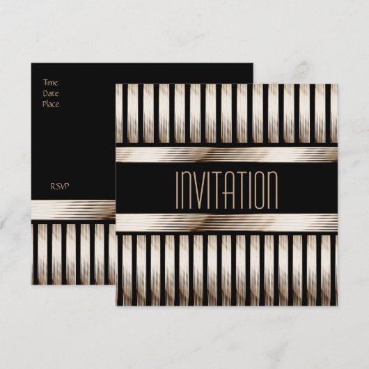 Art Deco Gold Black Sepia Kaart (Voorkant / Achterkant)