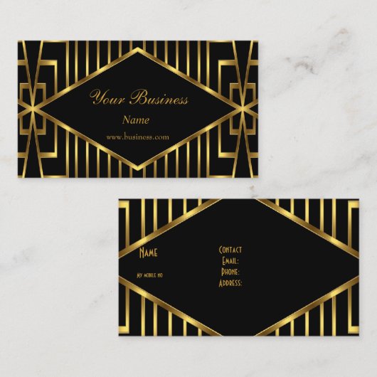 Art Deco Gold Black Stripe Elegant Classy 2 Visitekaartje (Voorkant / Achterkant)