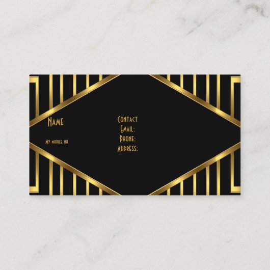 Art Deco Gold Black Stripe Elegant Classy 2 Visitekaartje (Achterkant)