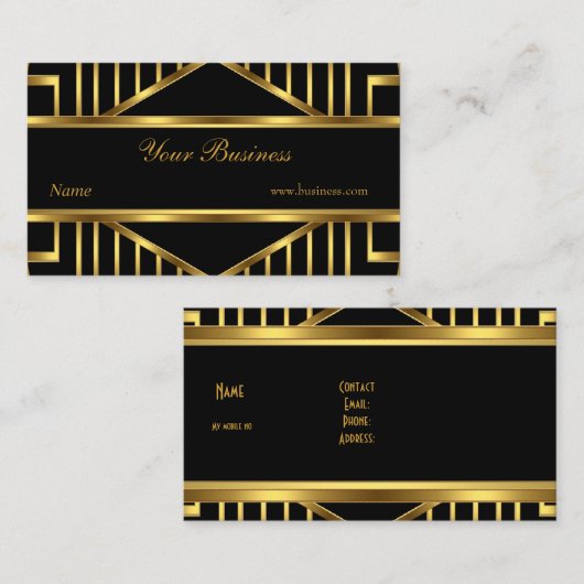 Art Deco Gold Black Stripe Elegant Classy Visitekaartje (Voorkant / Achterkant)