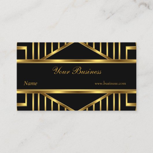 Art Deco Gold Black Stripe Elegant Classy Visitekaartje (Voorkant)