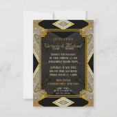 Art Deco Gold Black Verloving Uitnodiging (Achterkant)