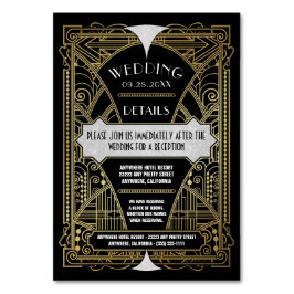 Art Deco Gold Black Wedding Inserts Kaarten