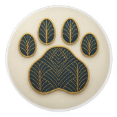 Art Deco Gold & Blue "Metalwork" Paw Ceramic Knob Keramische Knop (Voorkant)
