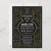 Art Deco  Gold Bridal Shower-uitnodigingen Kaart (Voorkant)