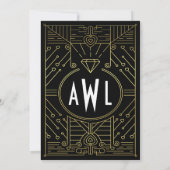 Art Deco  Gold Bridal Shower-uitnodigingen Kaart (Achterkant)