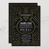 Art Deco  Gold Bridal Shower-uitnodigingen Kaart (Voorkant / Achterkant)
