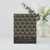 Art Deco Gold & Brown Bewaar de datum Briefkaart (Staand voorkant)