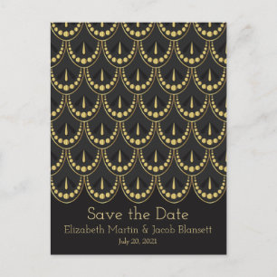  Art Deco Gold & Brown Bewaar de datum Briefkaart