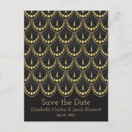  Art Deco Gold & Brown Bewaar de datum Briefkaart