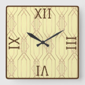 Art Deco Gold, Butterroom, donkerbruin Vierkante Klok (Voorkant)