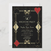 Art Deco Gold Casino Royale Poker Birthday Kaart (Voorkant)