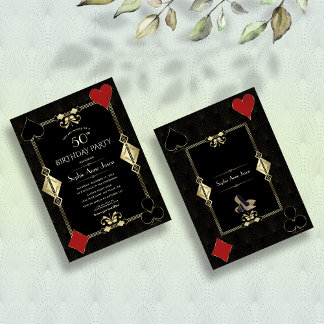 Art Deco Gold Casino Royale Poker Birthday Kaart
