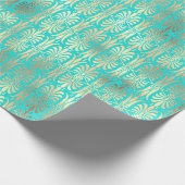 Art Deco Gold Champaigne Mint Green Ocean Cadeaupapier (Hoek)