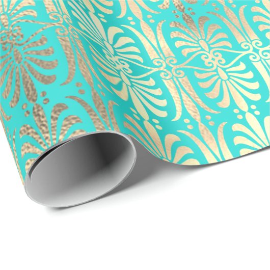 Art Deco Gold Champaigne Mint Green Ocean Cadeaupapier (Rol Hoek)