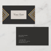 Art Deco Gold Chevron Zwart-wit Visitekaartje (Voorkant / Achterkant)
