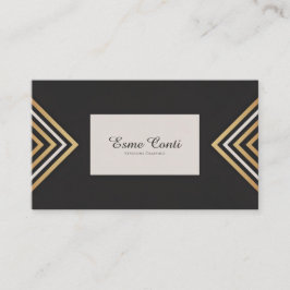 Art Deco Gold Chevron Zwart-wit Visitekaartje