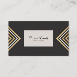 Art Deco Gold Chevron Zwart-wit Visitekaartje