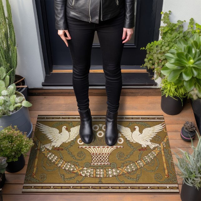 Art Deco Gold Doves van Walter Crane Deurmat (Creator heeft geüpload)